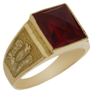 Sello oro 18kl piedra roja