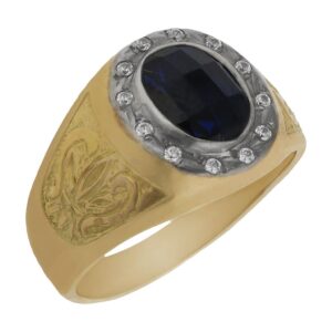 Sello oro 18kl piedra azul circonitas