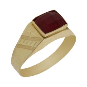 Sello oro 18kl piedra roja