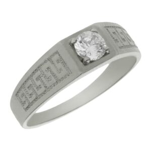 Solitario oro blanco 18kl greca