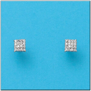 Pendientes oro blanco 18kl cuadrado